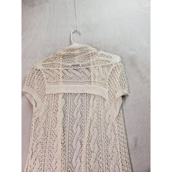 AVALIN Cardigan Womens Size Small Bone Open Knit Cap Sleeve Open Front - Picture 7 of 7